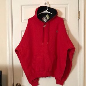 Champion hooded fleece sweatshirt. Red. Size XL.